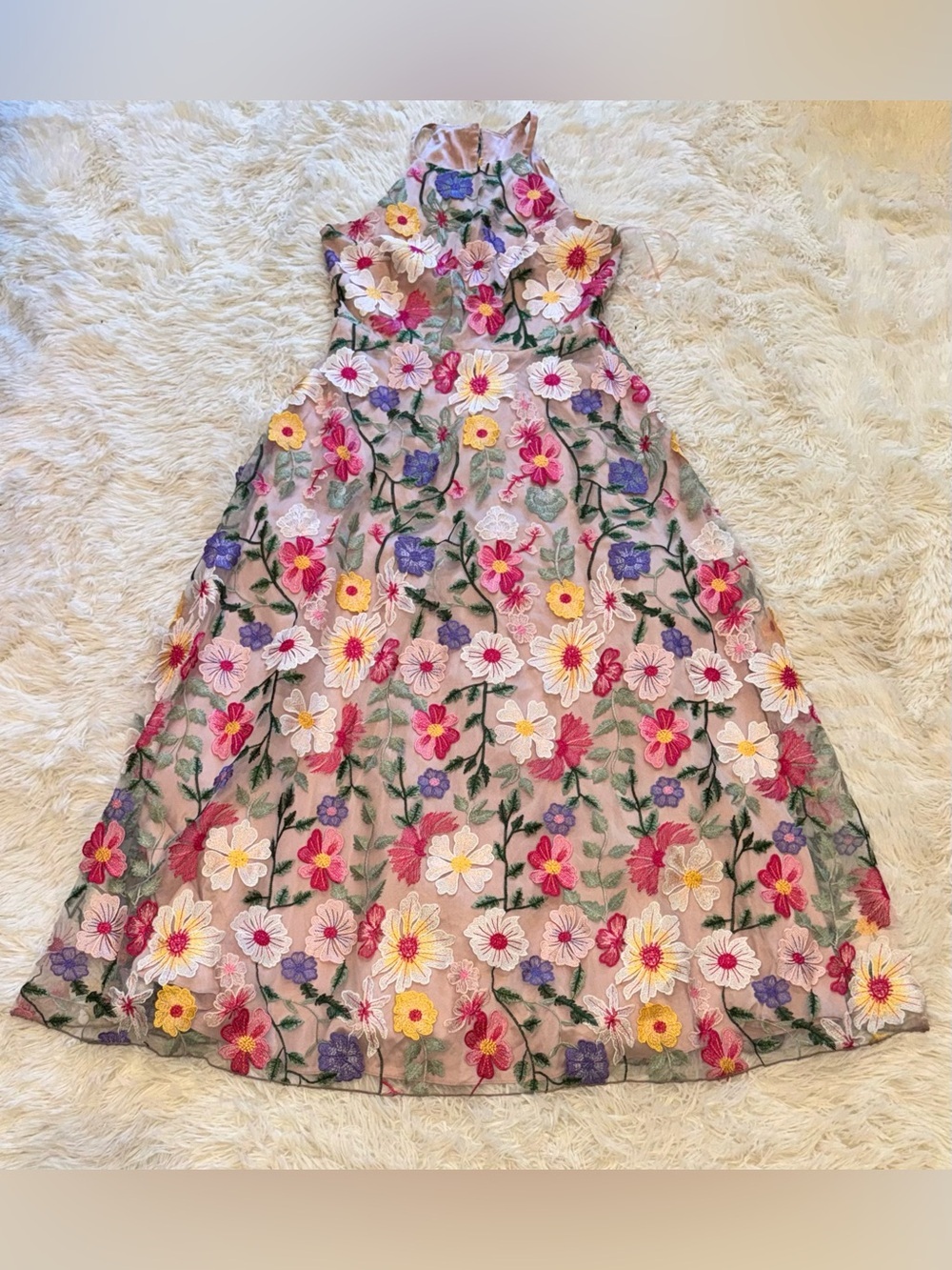 NEW Eliza J Floral 3D Embroidered Sleeveless Pink Blush multi Gown Sz 14 - Picture 5 of 9
